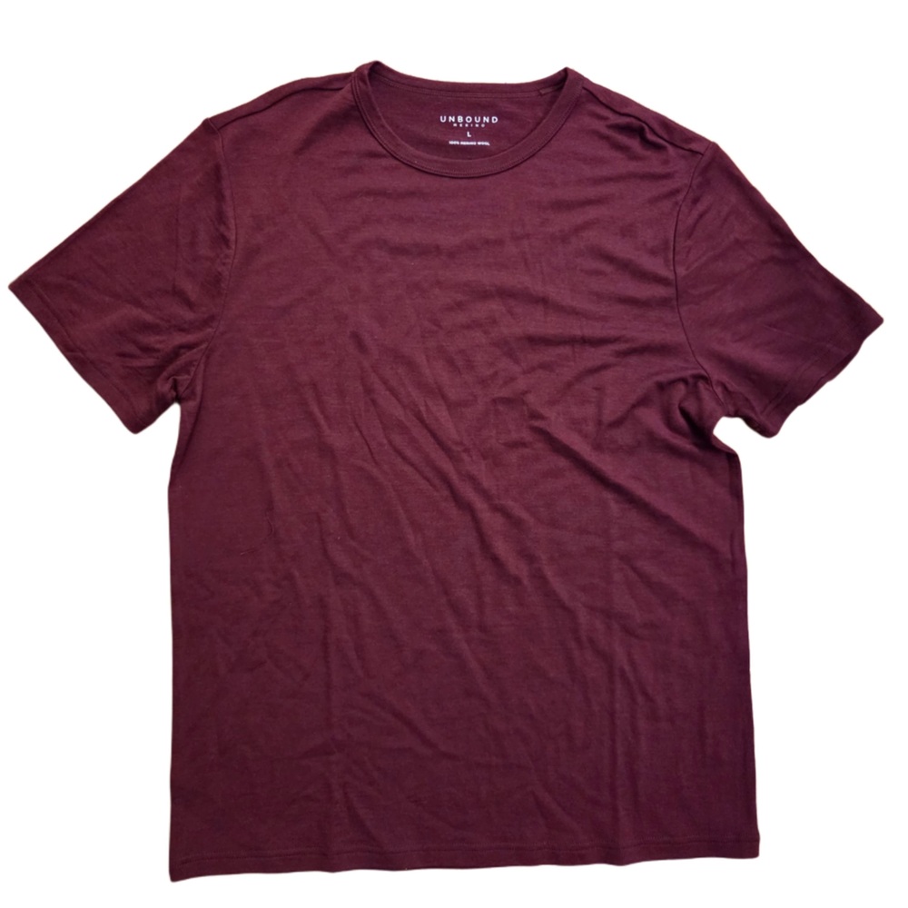 Underground Crew Neck Maroon Merino Wool Short Sleeve Tee